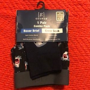 George, boxer brief and crew sock combo